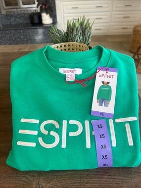 Esprit Bright Green Logo Crew Sweatshirt
